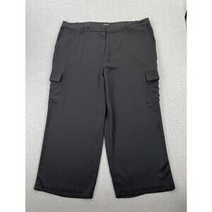 Halogen Wide Leg Cargo Pants Womens 3X Plus Rich Black Utility Work Dress Pants